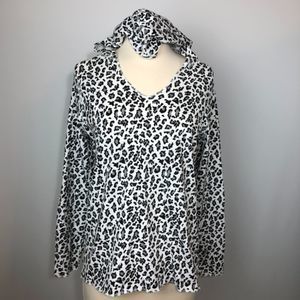 Magellan Top Cheetah Animal Print Black Cotton Med